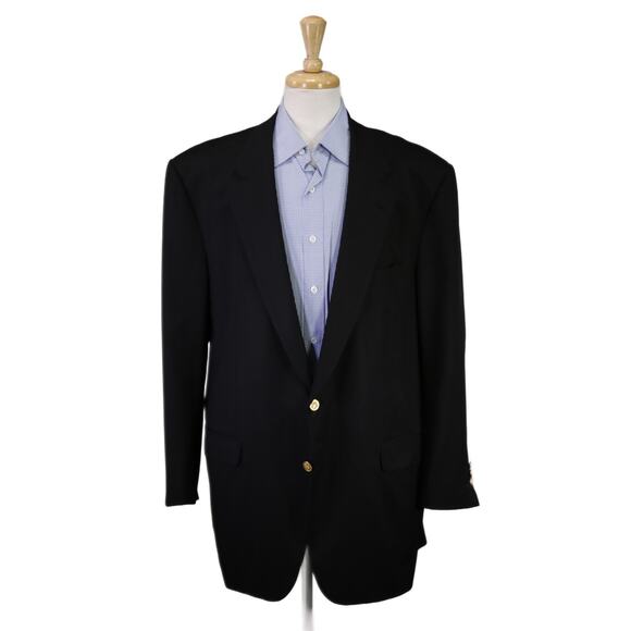 Brioni Piuma Black w/ Gold Buttons Wool Blazer Jacket 48L - Picture 1 of 12